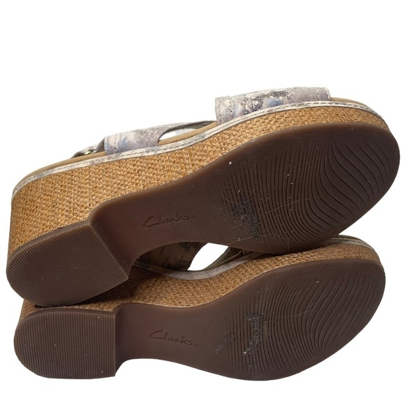 Clarks Collection Women’s Metallic Floral Platform Heeled Sandals - Picture 8 of 10